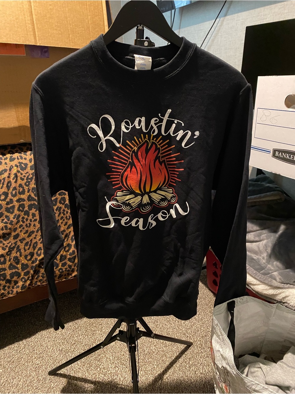 Women's Black 'Roastin' Season' Graphic Crewneck Sweater
